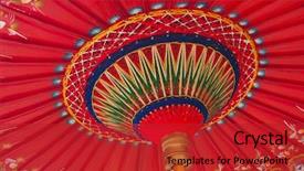  Presentation with asian culture - Colorful PPT theme enhanced with china culture - traditional red asian umbrella backdrop and a crimson colored foreground