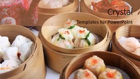  Presentation with dim sum - PPT theme with china culture - variety of dim sum background and a coral colored foreground