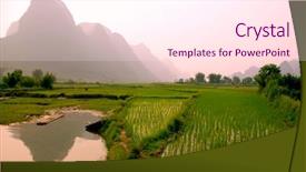  Presentation with china culture - PPT theme having china culture - yangshuo landscape - rice field background and a pink colored foreground