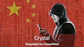  Presentation with hacker - Presentation theme with china cyber - chinese hooded hacker with mask background and a tawny brown colored foreground