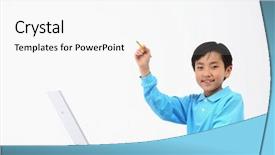  Presentation with cyber - Theme consisting of china cyber - lovely boy background and a white colored foreground