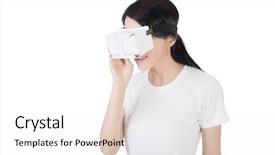  Presentation with cyber - Cool new presentation theme with china cyber - woman using the virtual reality backdrop and a  colored foreground