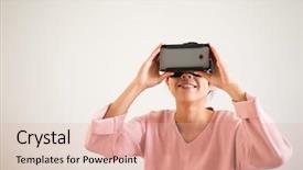  Presentation with cyber - Presentation design enhanced with china cyber - woman using the virtual reality background and a  colored foreground