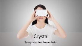  Presentation with cyber - Colorful PPT layouts enhanced with china cyber - woman using the virtual reality backdrop and a lemonade colored foreground