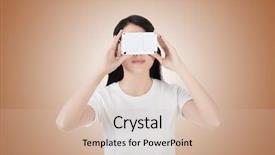  Presentation with cyber - PPT theme consisting of china cyber - woman using the virtual reality background and a soft green colored foreground