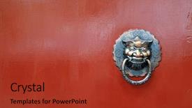  Presentation with lion - Colorful PPT layouts enhanced with china dragon - chinese vintage lion on red backdrop and a red colored foreground