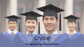  Presentation with university - Theme having graduation day - four university graduates smiling looking background and a light blue colored foreground