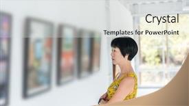  Presentation with look - Presentation theme enhanced with famous paintings - mature asian woman look background and a light gray colored foreground