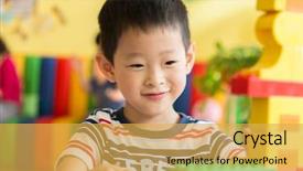  Presentation with building blocks - Audience pleasing theme consisting of building blocks 1 - portrait of cute toddler boy backdrop and a yellow colored foreground