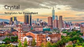  Presentation with taipei - Theme featuring taiwan downtown skyline and university background and a lemonade colored foreground