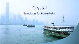  Presentation with hong kong china - Beautiful slides featuring china ferry is in operation backdrop and a sky blue colored foreground