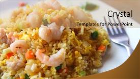  Presentation with china food - Presentation theme with china food - seafood fried rice with green background and a coral colored foreground