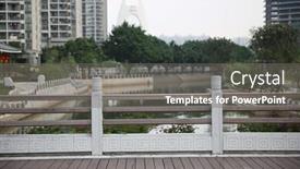  Presentation with china guangzhou - PPT layouts having sidewalk tall buildings - china guangzhou city scenery background and a gray colored foreground