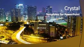  Presentation with hong kong kota - PPT layouts having china infrastructure - night in hong kong downtown background and a  colored foreground