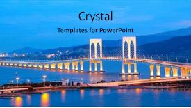  Presentation with china infrastructure - Beautiful presentation theme featuring china infrastructure - sai van bridge in macau backdrop and a cyan colored foreground