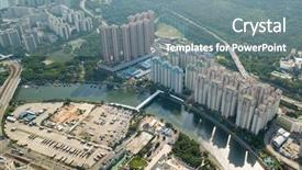  Presentation with china infrastructure - Slides having china infrastructure - top view of hong kong background and a gray colored foreground