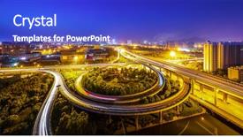  Presentation with expressway - Audience pleasing slide set consisting of china infrastructure - traffic on elevated expressway backdrop and a cobalt blue colored foreground