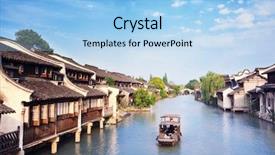  Presentation with ancient village - Audience pleasing PPT layouts consisting of china jangsu the xizha ancient backdrop and a light blue colored foreground