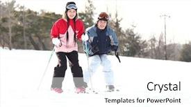  Presentation with winter sports - Cool new slide set with china japan - couple in winter sports backdrop and a pink colored foreground