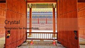  Presentation with old buildings - Beautiful presentation theme featuring china japan - korean old buildings anapji gate backdrop and a red colored foreground
