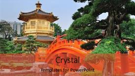  Presentation with chinese architecture - Cool new PPT theme with  backdrop and a  colored foreground