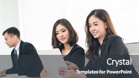  Presentation with office mix of people - Audience pleasing PPT theme consisting of china leadership - asian business people meeting backdrop and a dark gray colored foreground