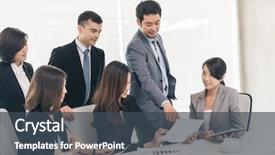  Presentation with office mix of people - Cool new PPT layouts with china leadership - asian business people meeting backdrop and a  colored foreground