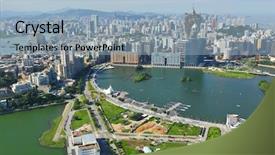  Presentation with view of rotterdam city - Cool new presentation theme with china macau - macao city view backdrop and a light blue colored foreground