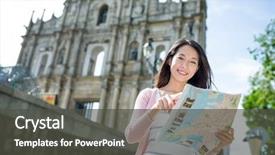  Presentation with macau - Slide set consisting of asia macao - woman using paper in macau background and a dark gray colored foreground