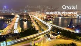  Presentation with cargo transportaiton - Slide set consisting of china port - cargo terminal and highway background and a violet colored foreground