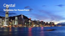  Presentation with hong kong china - Cool new presentation design with china port - hong kong skyline at night backdrop and a  colored foreground