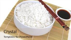  Presentation with soy sauce - Presentation theme with china rice on traditional bamboo mat with soy sauce background and a coral colored foreground