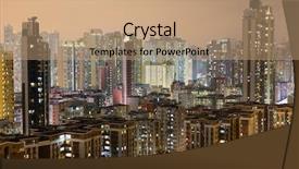  Presentation with hong kong china - Theme enhanced with china rise - hong kong city at night background and a coral colored foreground