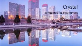  Presentation with office buildings - Presentation theme consisting of china rise - skyscrapers - office buildings background and a light blue colored foreground