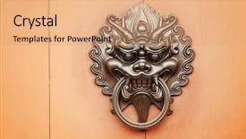  Presentation with lion - Audience pleasing presentation design consisting of china shanghai - lion door knob backdrop and a coral colored foreground