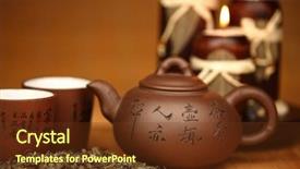  Presentation with tea - Audience pleasing presentation consisting of china tea background close up backdrop and a tawny brown colored foreground