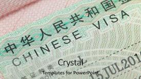  Presentation with china travel - Cool new slides with china tourism - chinese visa in a passport backdrop and a light gray colored foreground