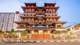  Presentation with singapore - Cool new slides with china town - architecture of singapore buddha tooth backdrop and a coral colored foreground