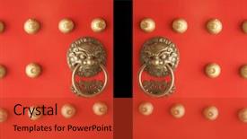  Presentation with opening doors - Colorful PPT theme enhanced with china town - chinese doors temple entrance opening backdrop and a  colored foreground