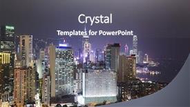  Presentation with hong kong - Presentation theme featuring china town - hong kong cityscape at night background and a  colored foreground