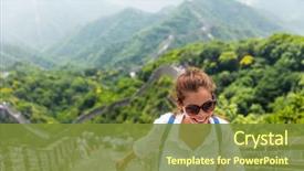  Presentation with hiking - PPT theme having china travel at great wall background and a tawny brown colored foreground