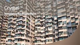  Presentation with china urbanization - Amazing PPT layouts having china urbanization - hong kong old residential building backdrop and a gray colored foreground