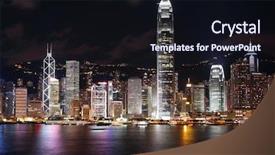 Presentation with china urbanization - PPT layouts enhanced with china urbanization - hong kong skyline at night background and a  colored foreground