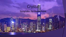  Presentation with hong kong - Presentation having china urbanization - hong kong skyline at night background and a light blue colored foreground