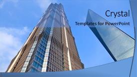  Presentation with financial center - Presentation theme consisting of china urbanization - jin mao tower shanghai world background and a light blue colored foreground