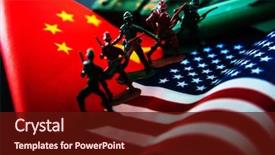  Presentation with trade - Theme enhanced with china-us trade war concept background and a tawny brown colored foreground