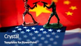  Presentation with trade war - Slide deck consisting of china-us trade war concept background and a ocean colored foreground