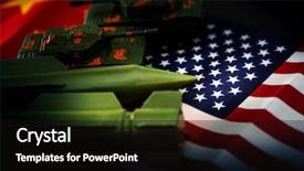  Presentation with trade war - Slide set featuring china-us trade war concept background and a black colored foreground