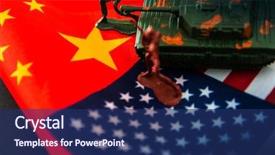  Presentation with china flag - Slides having china-us trade war concept background and a navy blue colored foreground