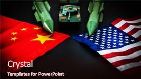  Presentation with china flag - Cool new theme with china-us trade war concept backdrop and a wine colored foreground